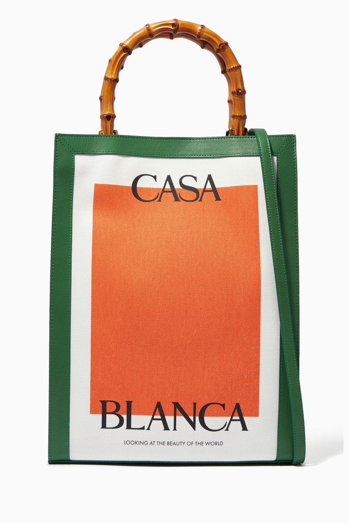 

Tote Bag in Canvas & Leather, Multicolour