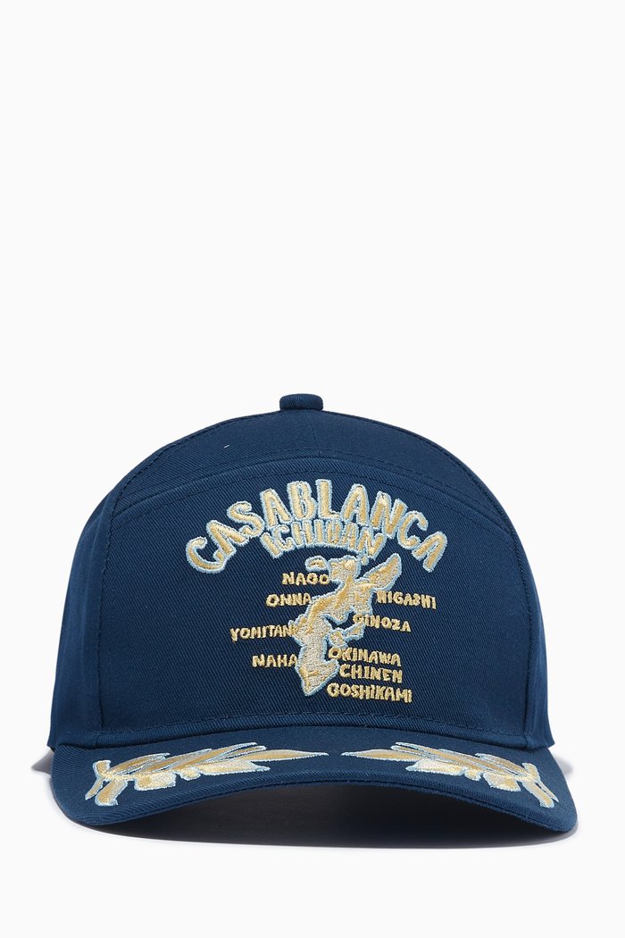 

Embroidered Trucker Cap in Cotton, Blue