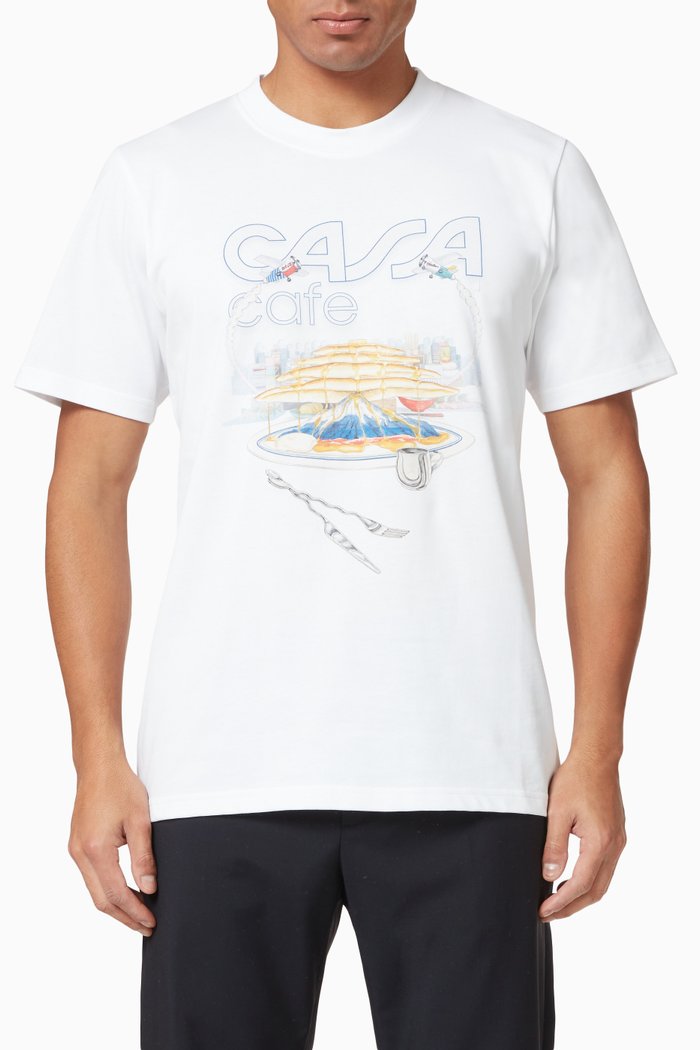 

Casa Café Printed T-Shirt in Cotton Jersey, White