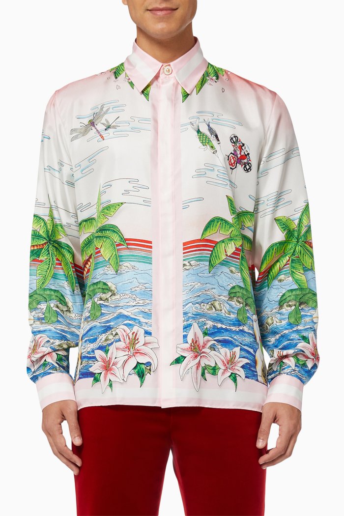 

Sunset Print Shirt in Silk, Multicolour
