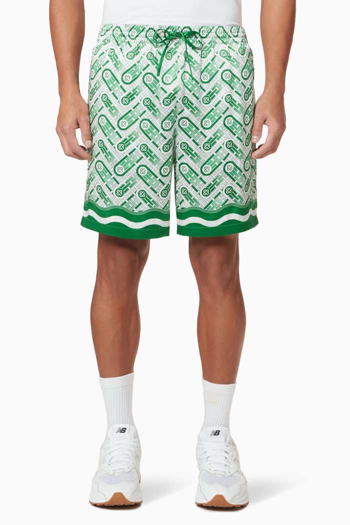 

Ping Pong Monogram Shorts in Silk, Green