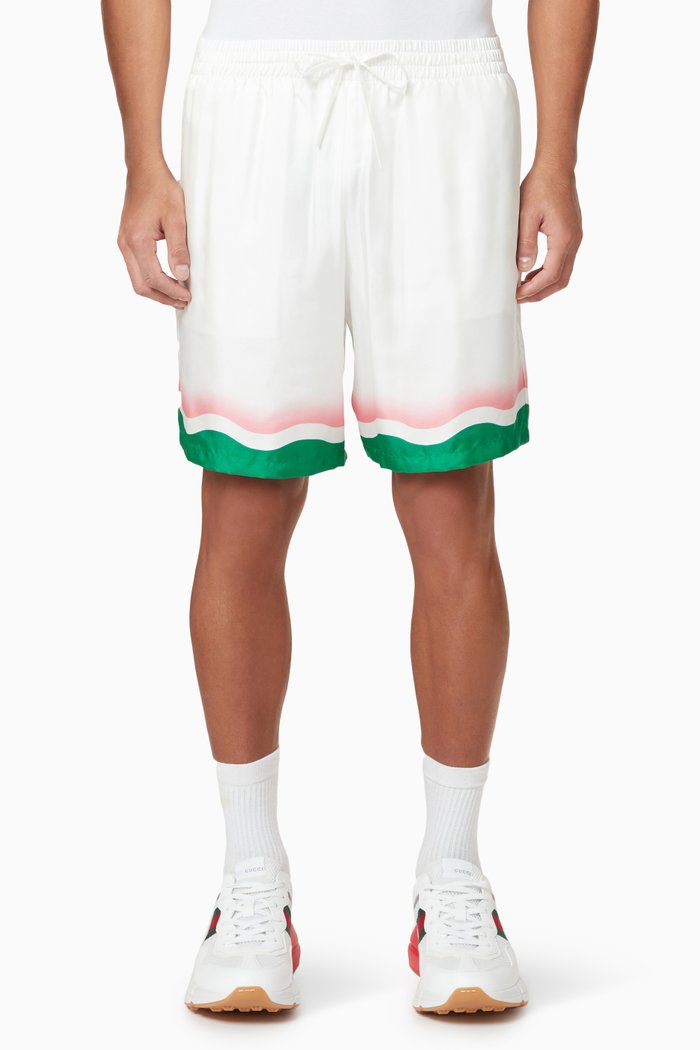 

Ping Pong Monogram Shorts in Silk, White