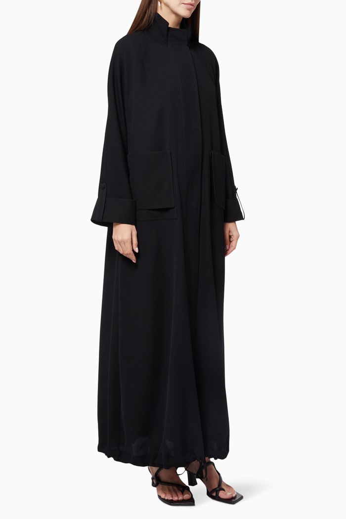 

Trench Coat Abaya in Japanese Crepe, Black