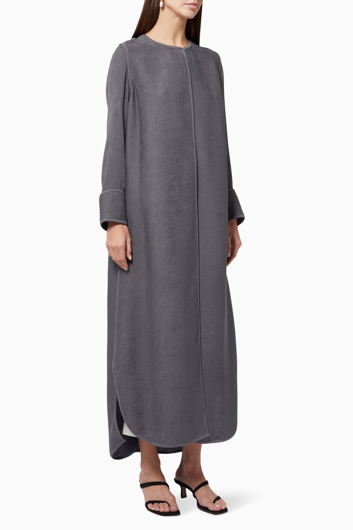 

Ripple Abaya in Ribbed Crepe, Grey