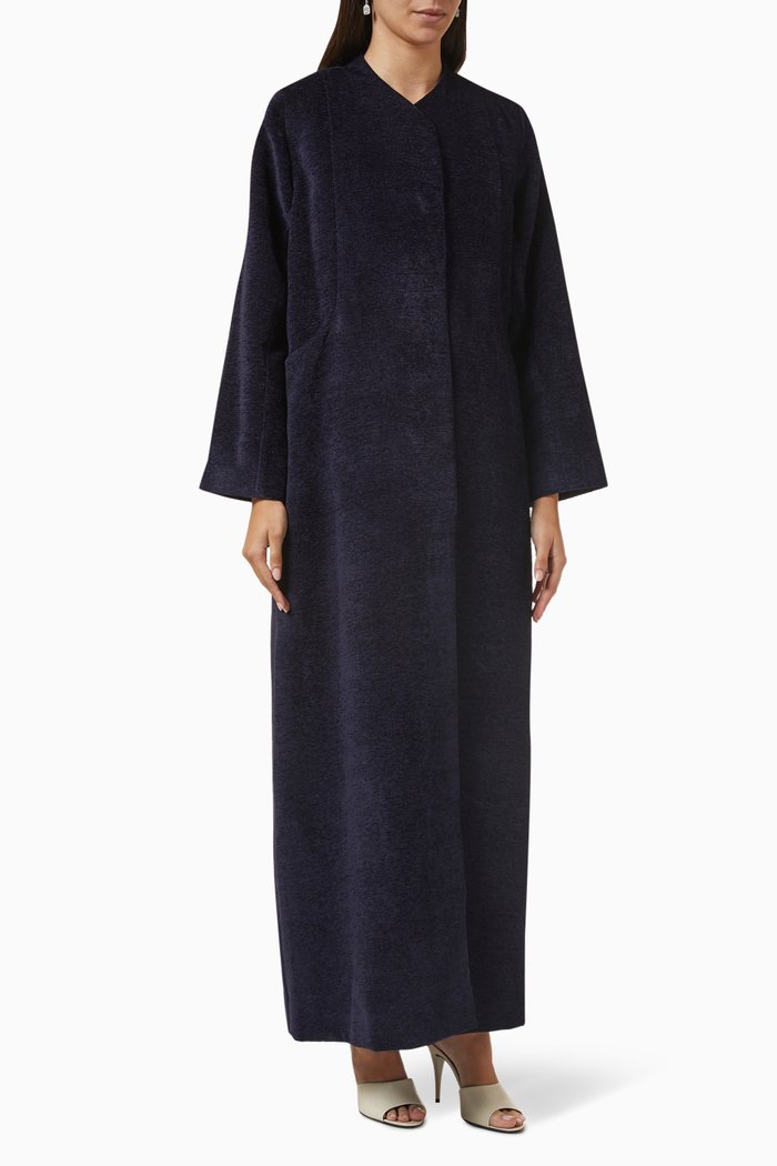 

Plush Long Sleeve Abaya, Blue