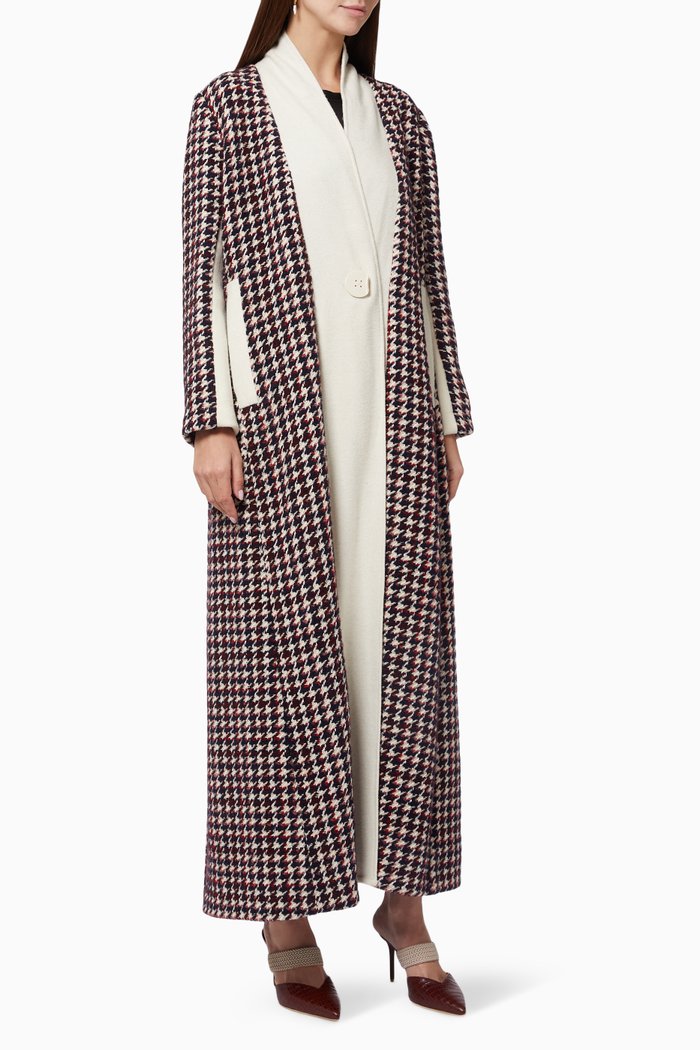 

Chequered Winter Coat Abaya in Tweed, Multicolour