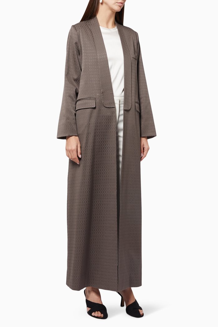 

Tuxedo Abaya in Japanese Textured Crepe, Grey