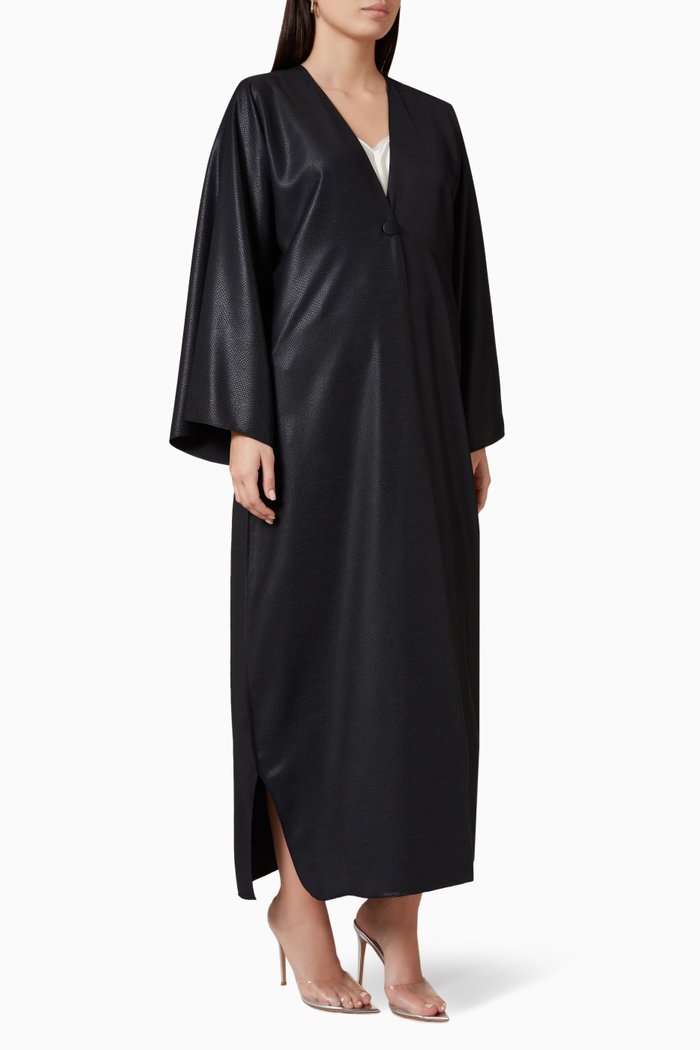 

Chequered Metallic Abaya in Japanese Textured Crepe, Multicolour