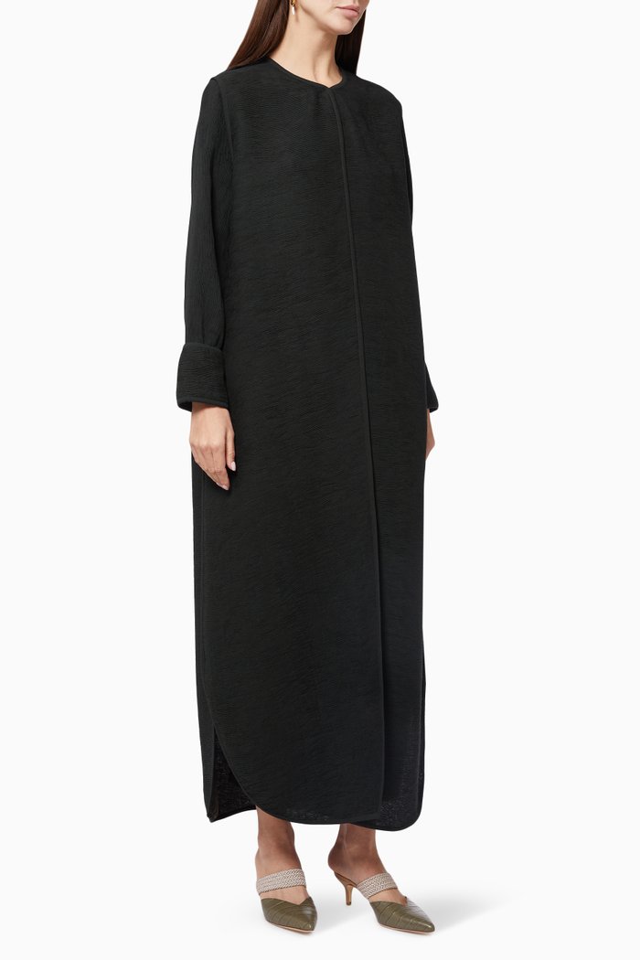 

Ripple Abaya in Ribbed Crepe, Green