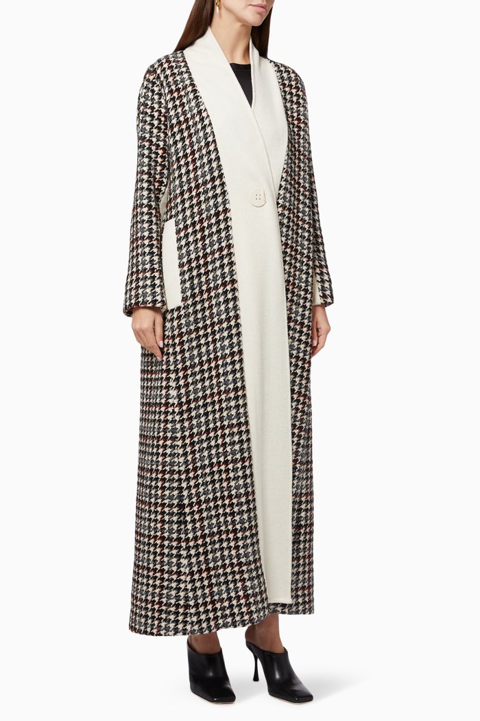 

Chequered Winter Coat Abaya in Tweed, Multicolour
