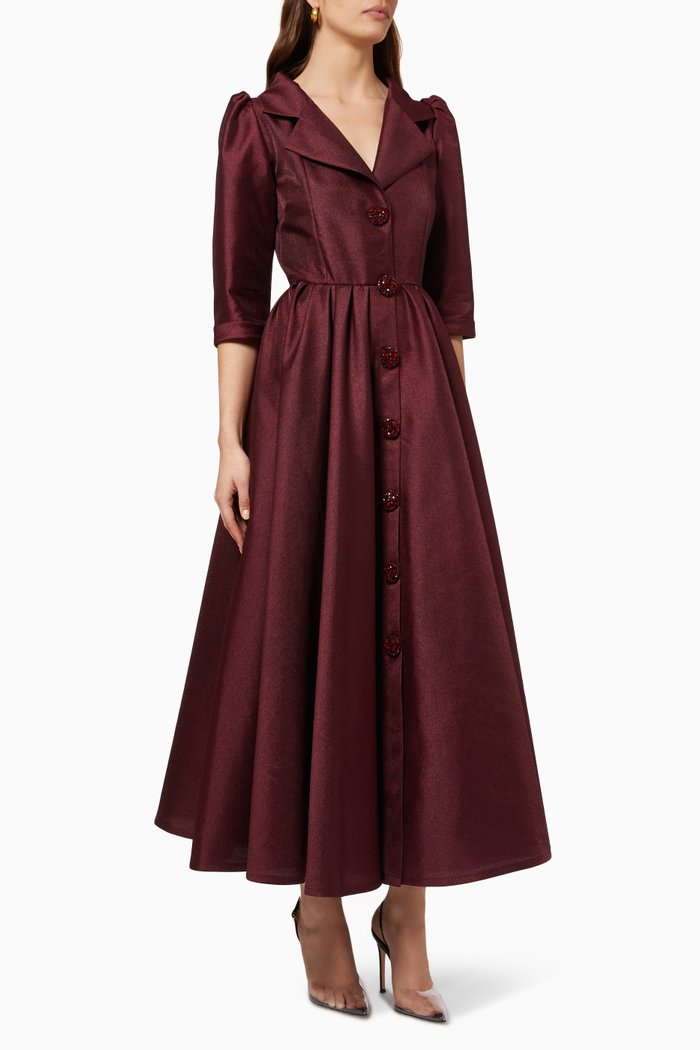 

Long Shirtdress in Tafetta, Red