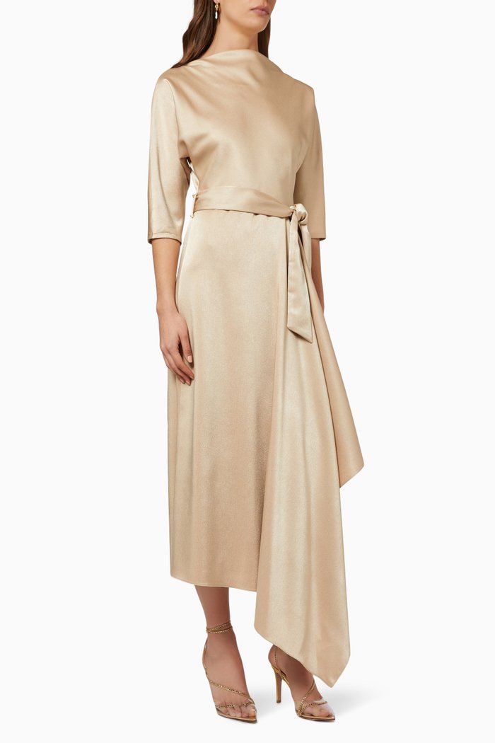 

Wrap Style Dress in Satin, Neutral