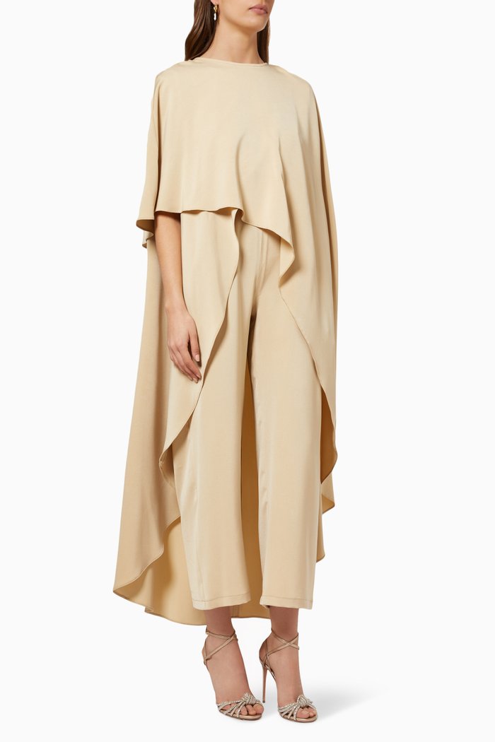 

Long Cape Jumpsuit in Crêpe, Neutral