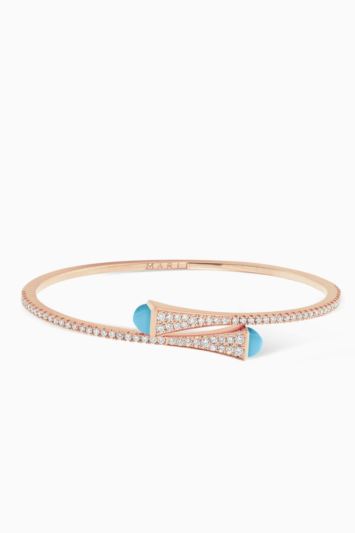 

Cleo Turquoise Diamond Slim Slip-on Bracelet in 18kt Rose Gold