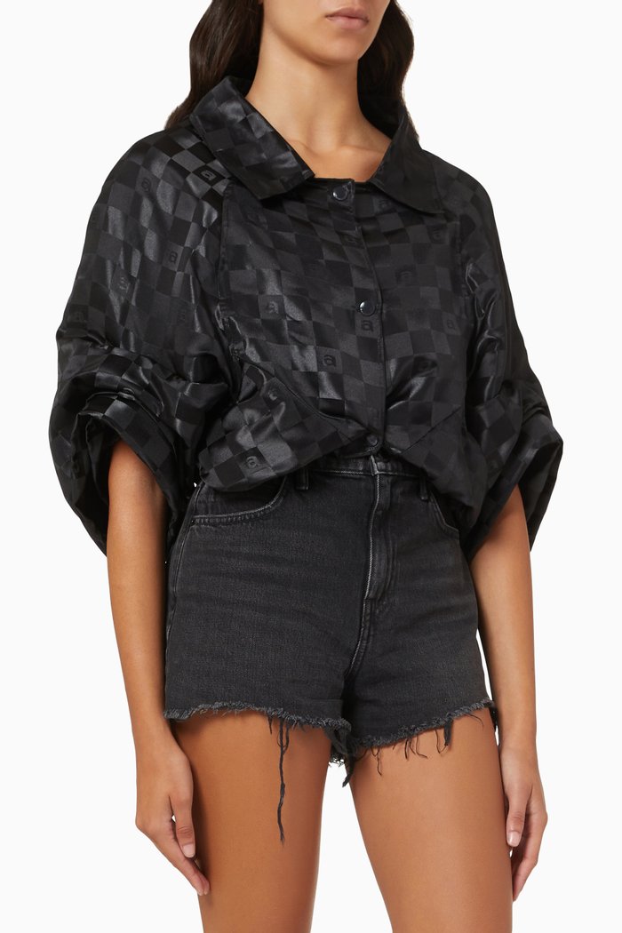 

Ruched Bolero Jacket in Satin, Black