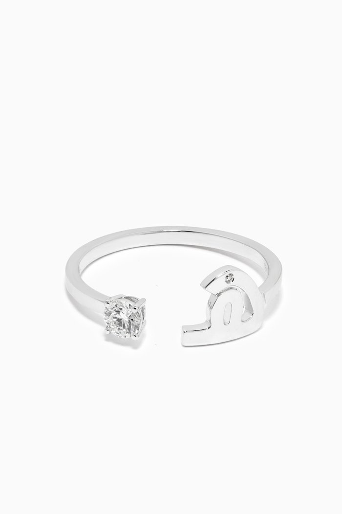 

"Ha" Glam Your Initial Ring with Diamonds in 18kt White Gold