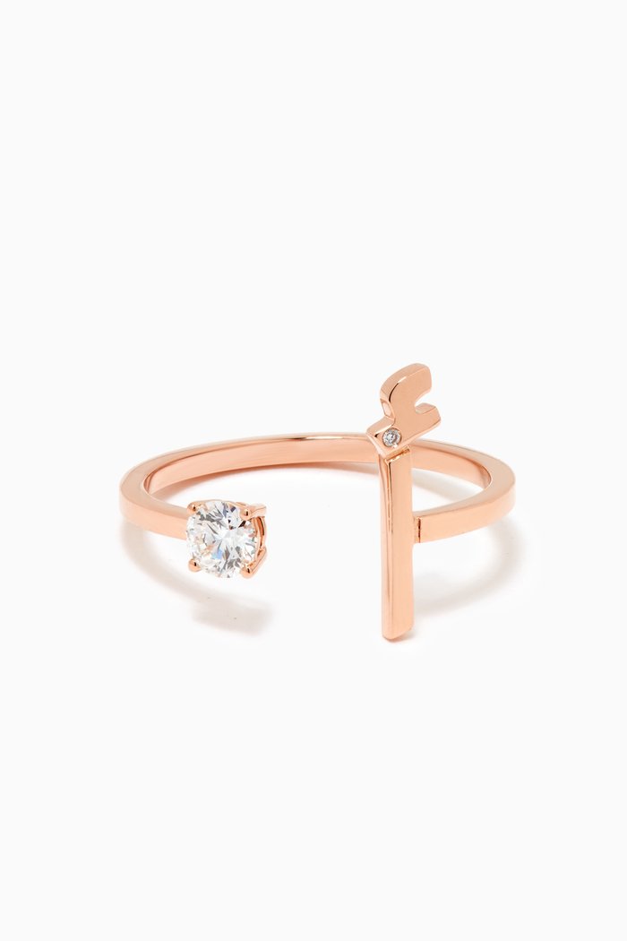 

"A" Glam Your Initial Ring with Diamonds in 18kt Rose Gold