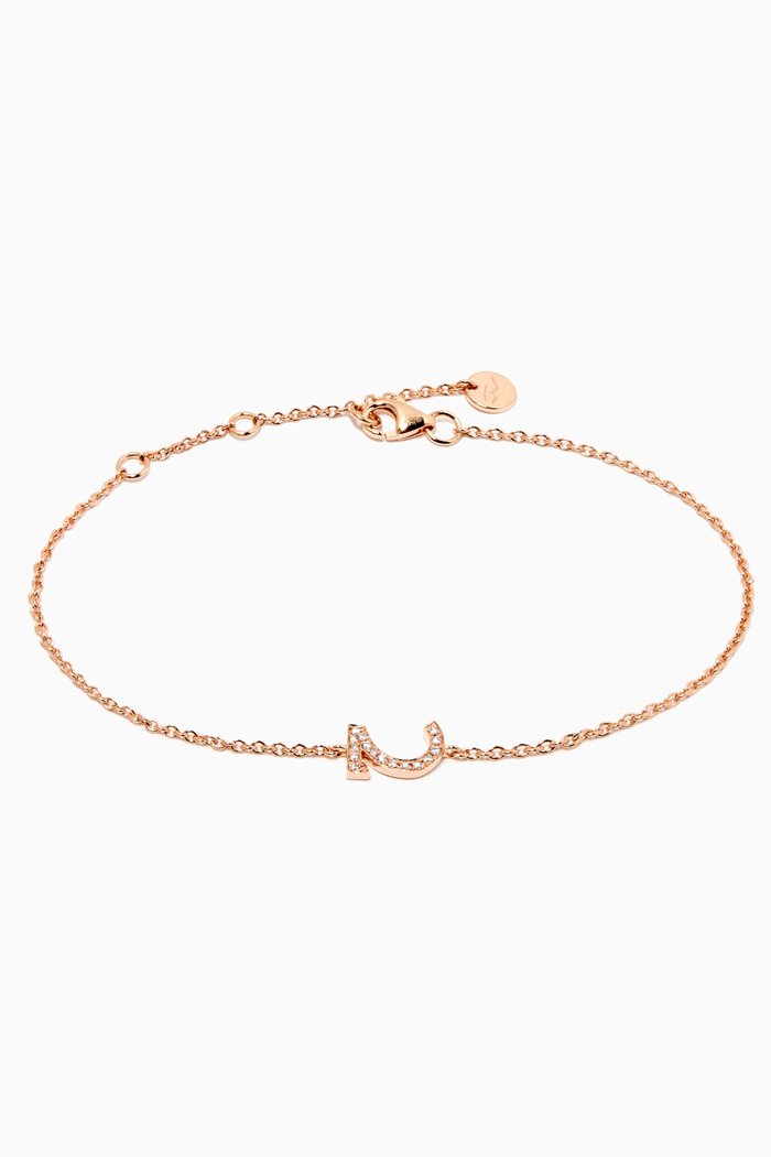 

"7a" Letter Bracelet with Diamond in 18kt Rose Gold