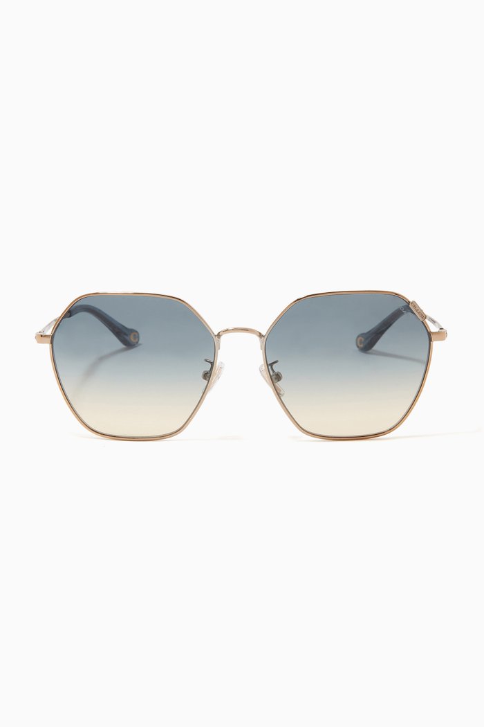 

Hexagonal Sunglasses in Metal, Gold