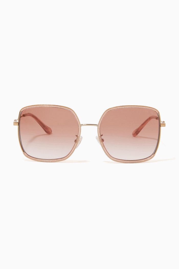 C Crystal Square Sunglasses in Metal, Neutral