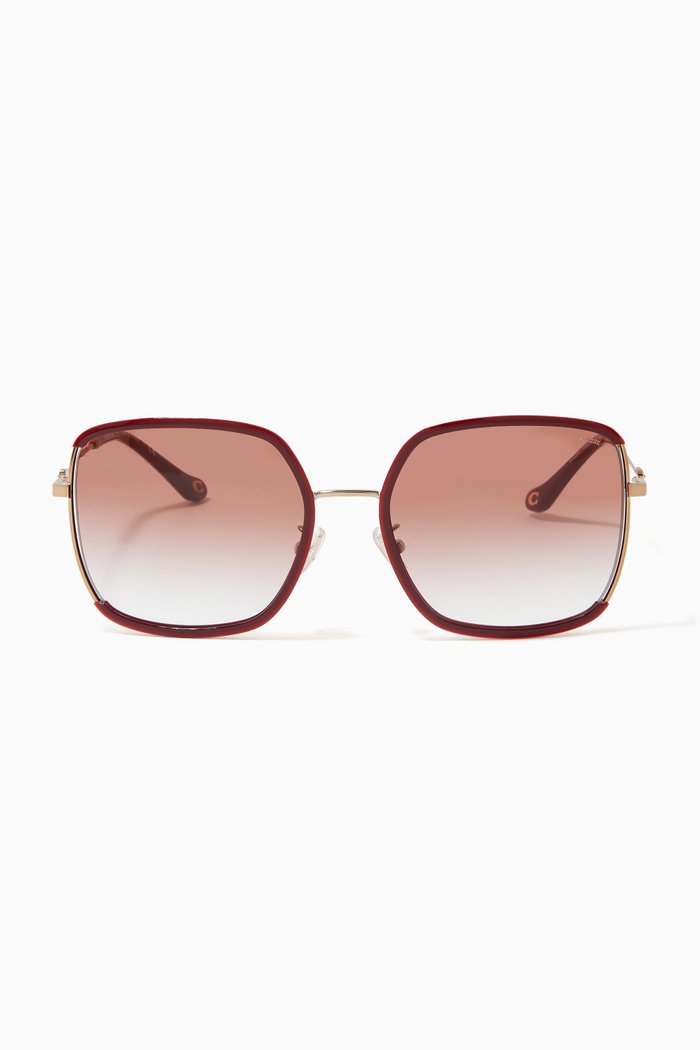 

C Crystal Square Sunglasses in Metal, Rose gold