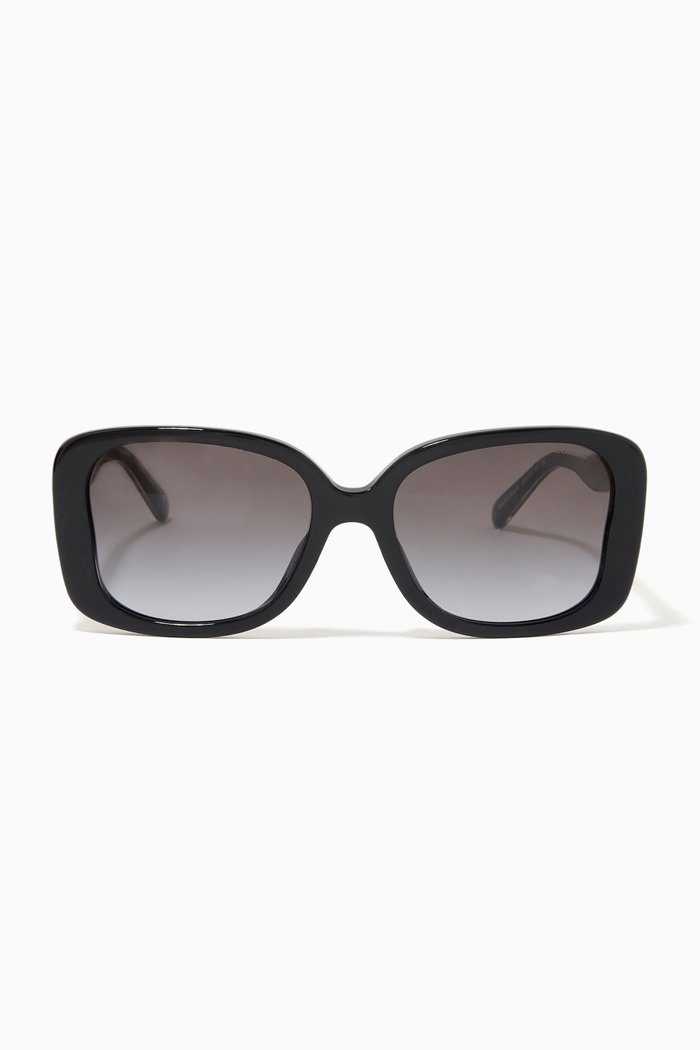 

C Twist Square Sunglasses in Acetate, Black