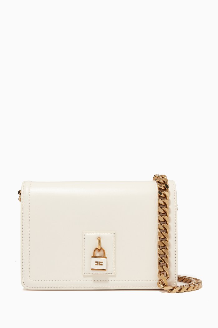 

Shoulder Bag in Scuffed-Effect Faux Leather, Neutral