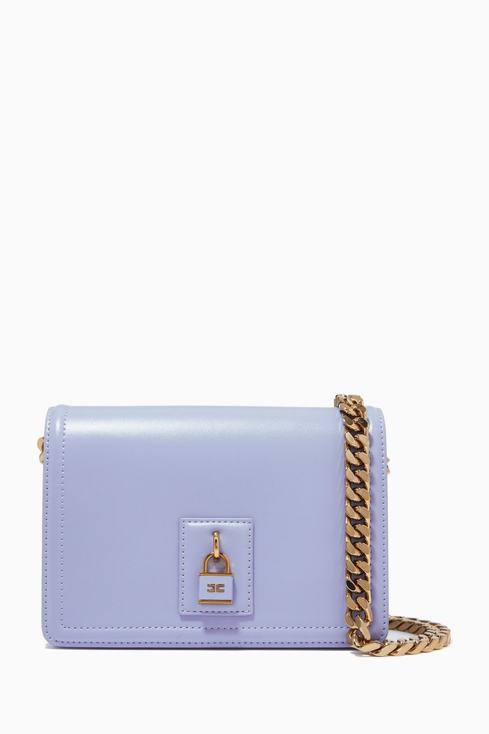 

Shoulder Bag in Scuffed-Effect Faux Leather, Purple