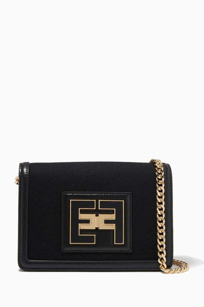 

Logo Shoulder Bag in Canvas, Black