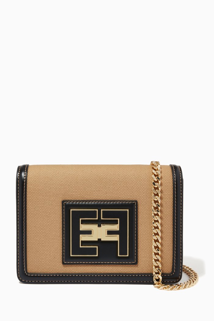 

Logo Shoulder Bag in Canvas, Brown