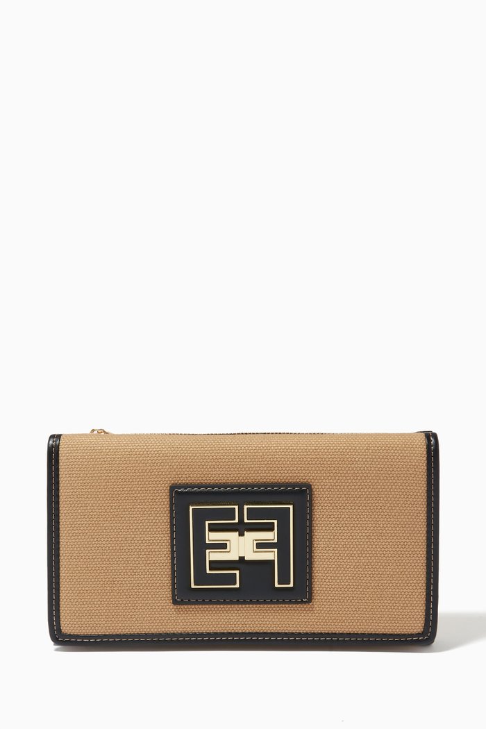 

Logo Wallet in Canvas, Brown