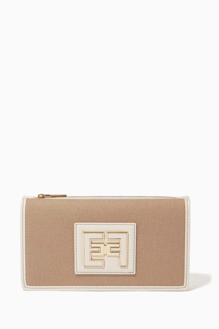 

Logo Wallet in Canvas, Brown
