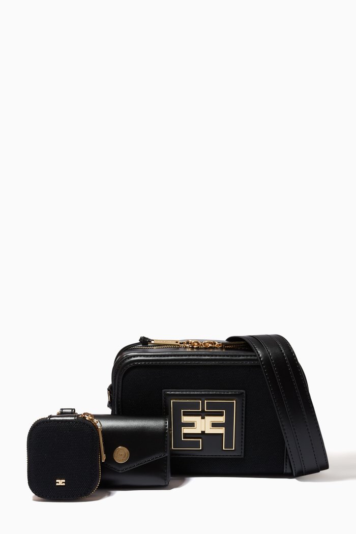 

Logo Shoulder Bag in Canvas, Black