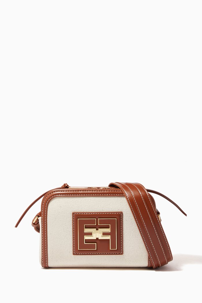 

Logo Shoulder Bag in Canvas, Neutral