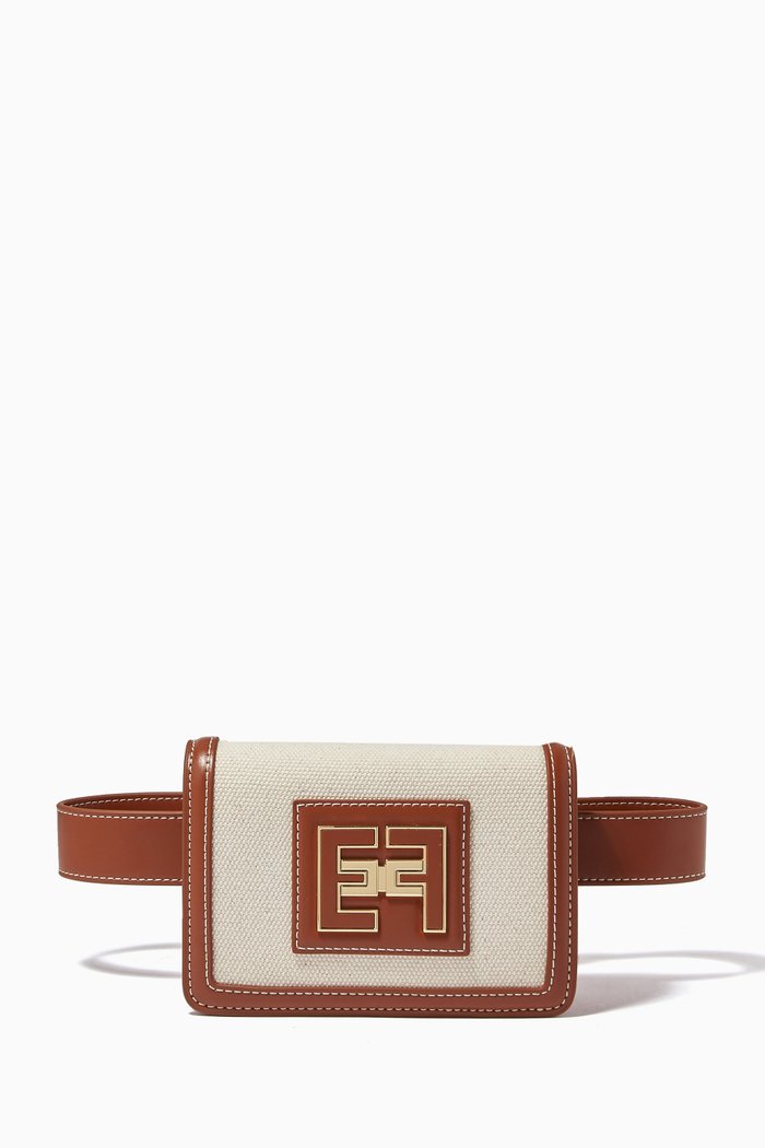 

Logo Belt Bag in Canvas & Faux Leather, Neutral
