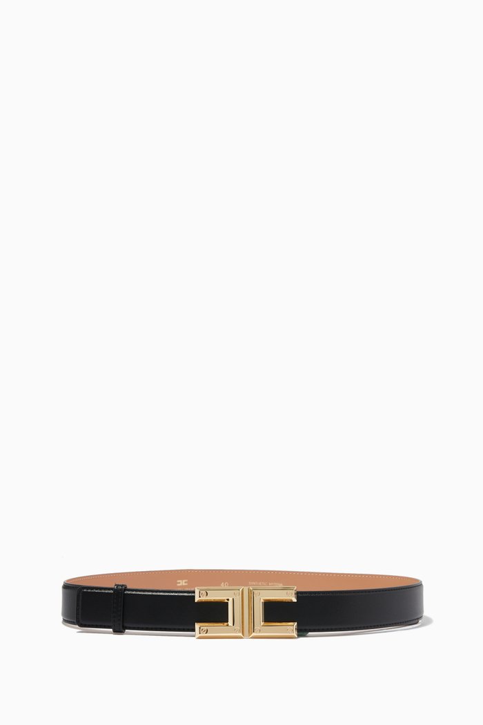 

Logo Belt in Faux Leather, Black