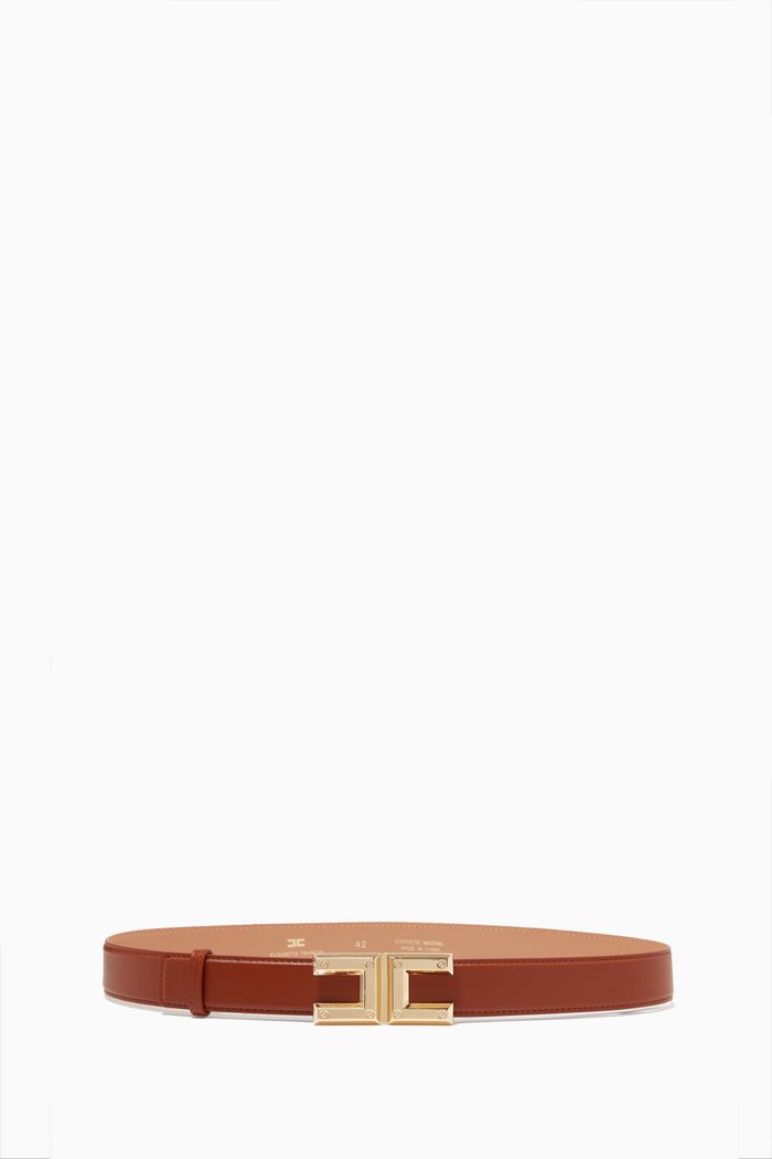 

Logo Belt in Faux Leather, Brown