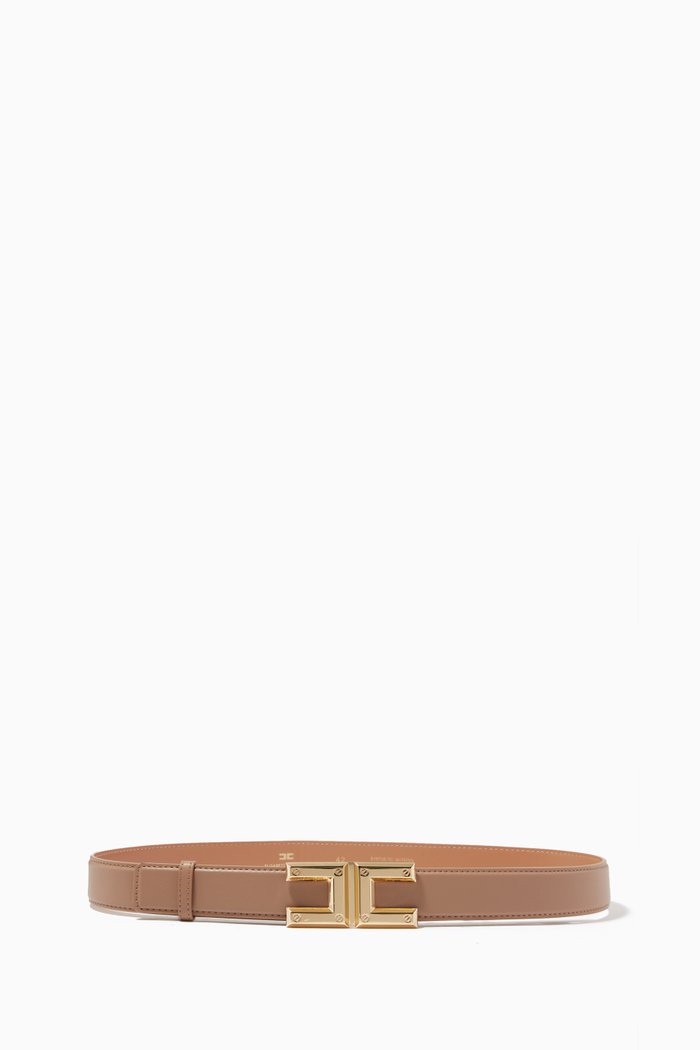 

Logo Belt in Faux Leather, Brown