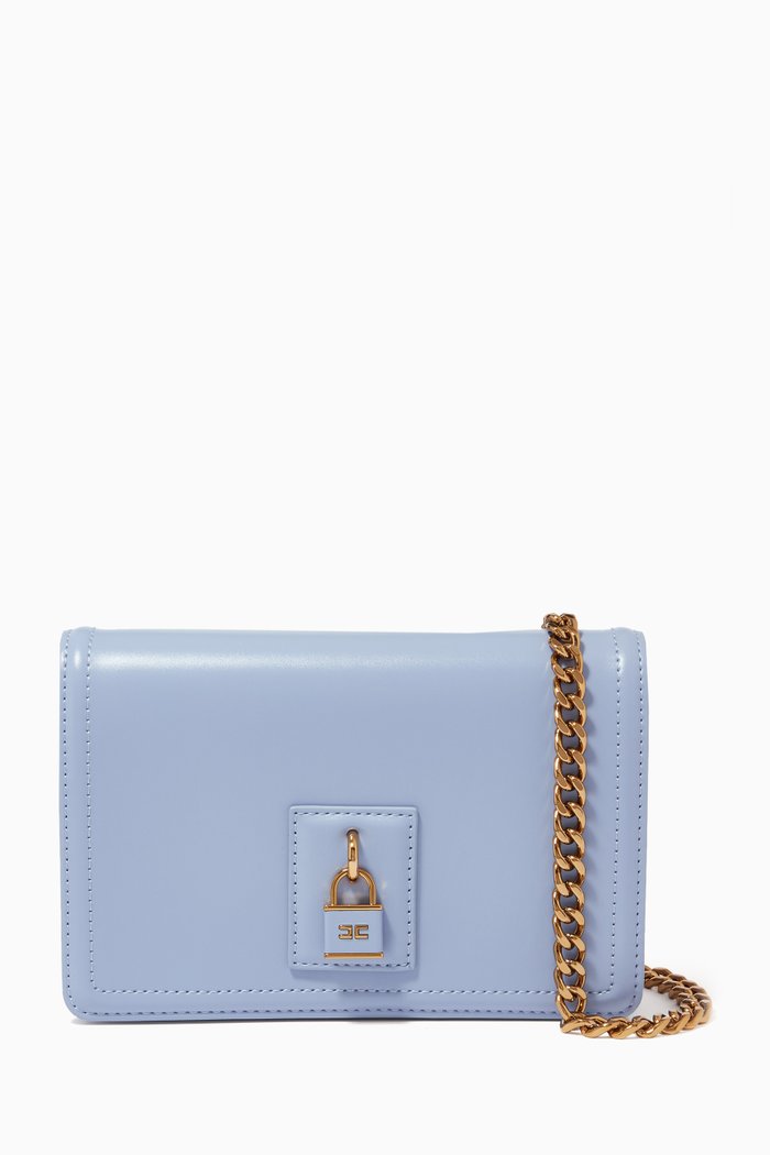 

Small Padlock Charm Bag in Faux Leather, Purple