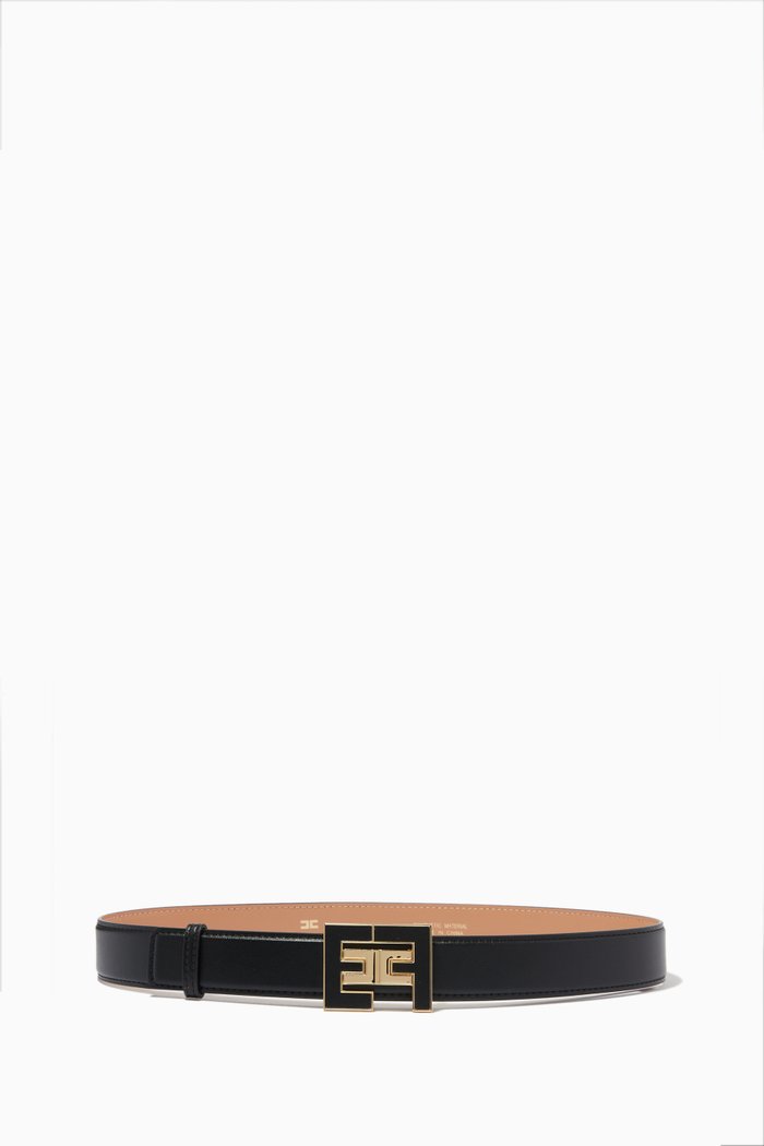 

Logo Belt in Faux Leather, Black