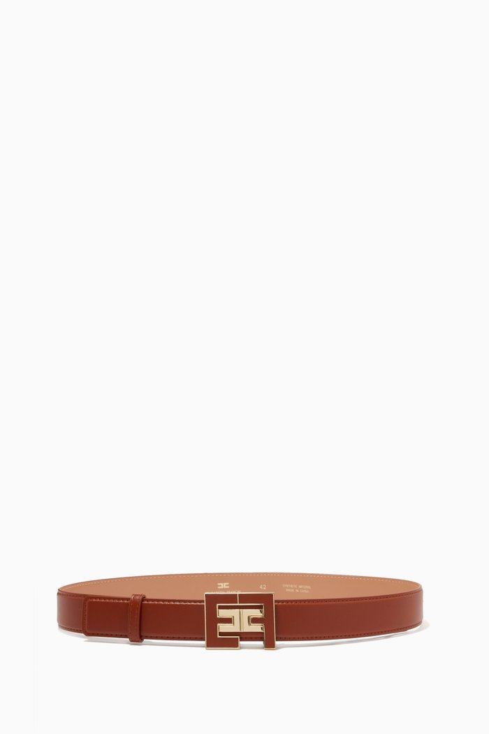 

Logo Belt in Faux Leather, Brown