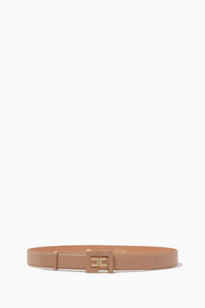 

Logo Belt in Faux Leather, Brown