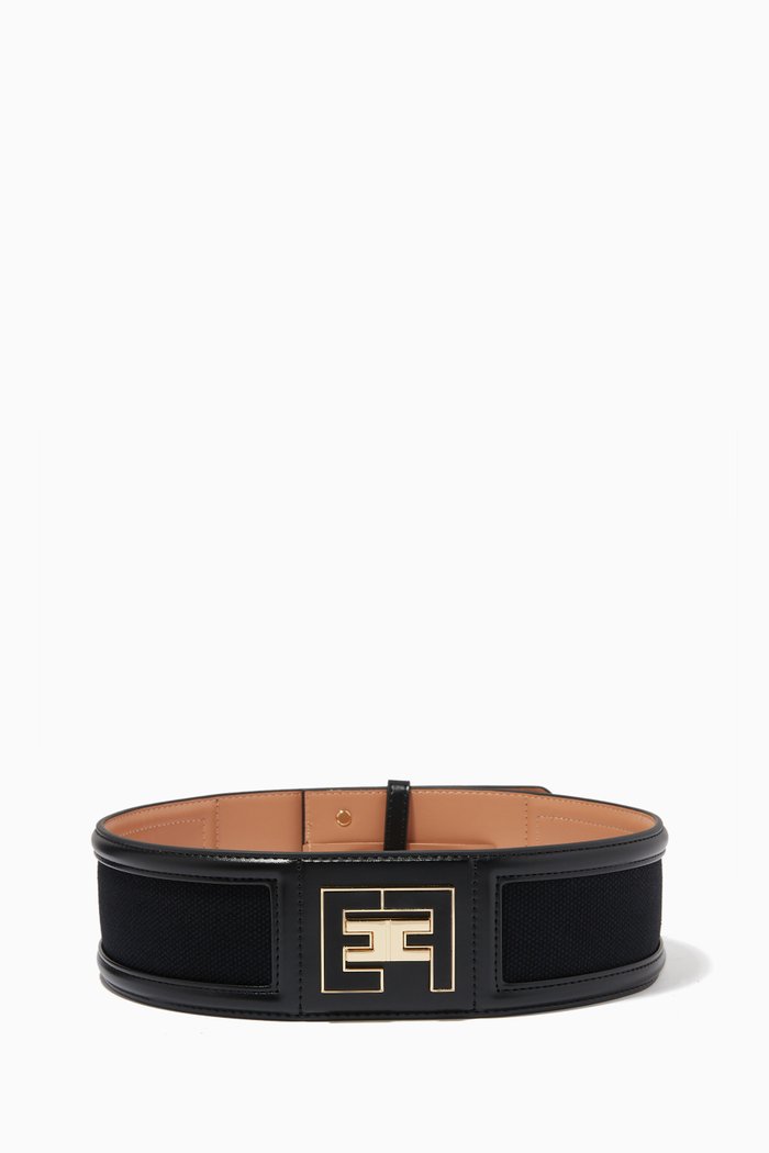 

Wide Logo Belt in Canvas, Black