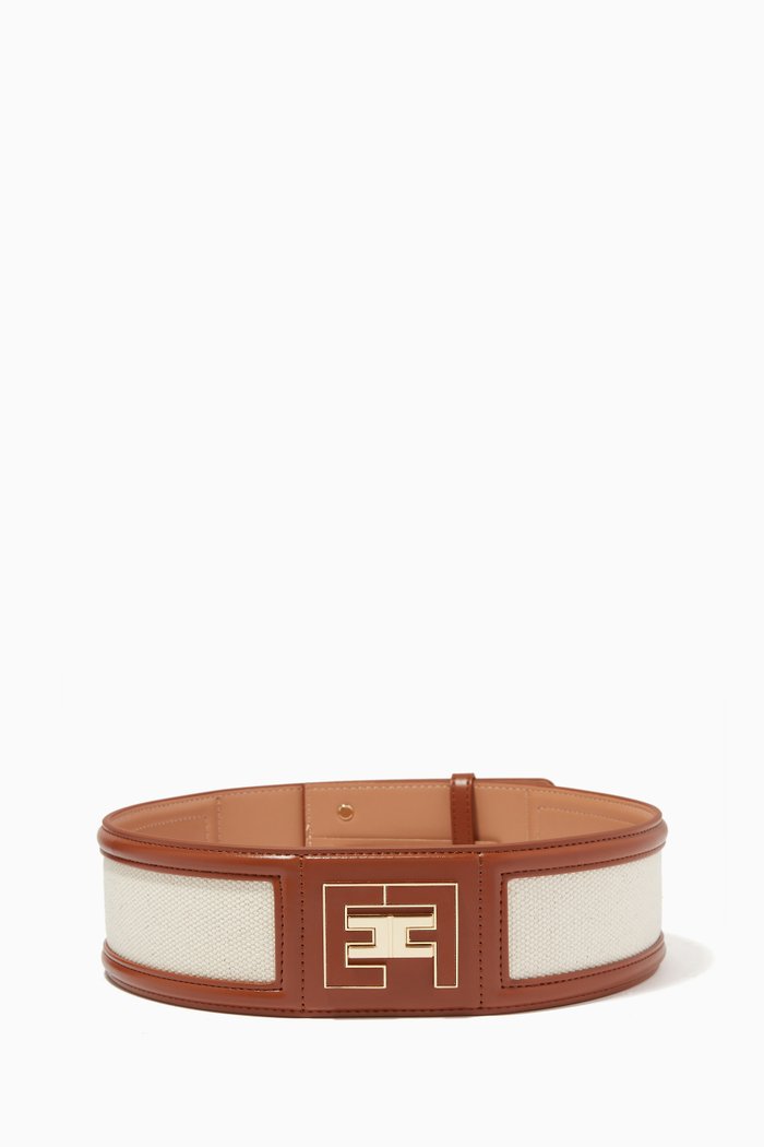 

Wide Logo Belt in Canvas, Neutral