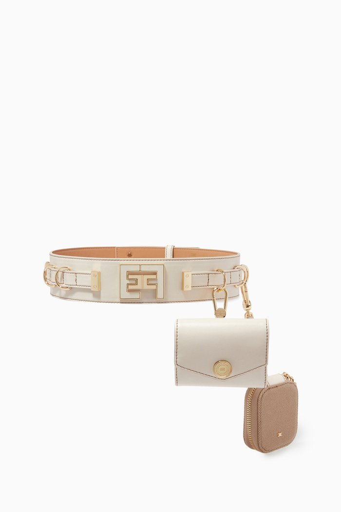 

Wide Logo Belt in Faux Leather, Neutral
