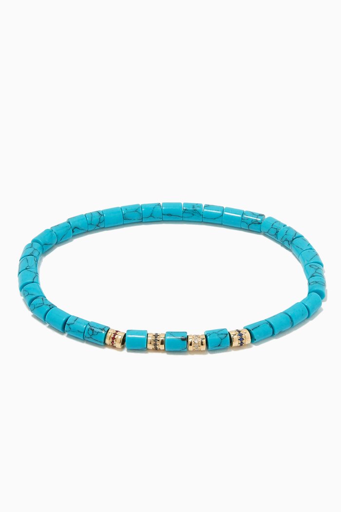

Four Short Rolls Diamond Bracelet in 14kt Yellow Gold, Blue