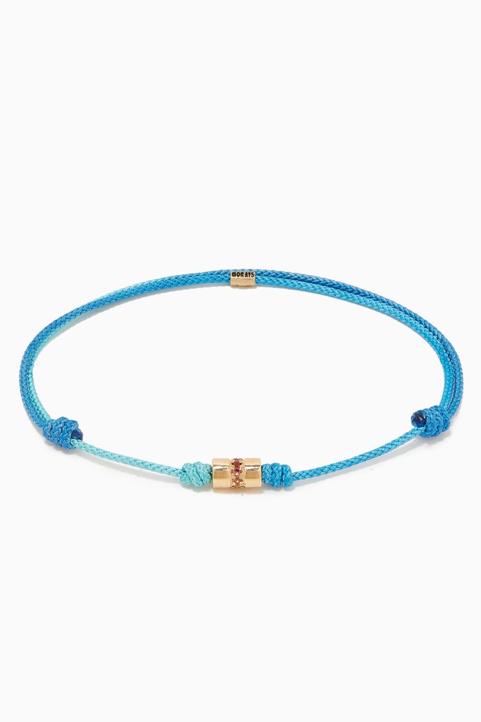 

Long Roll Cord Bracelet in 14kt Yellow Gold, Blue