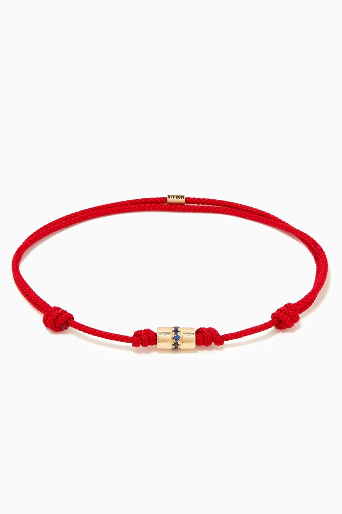

Long Roll Diamond Cord Bracelet in 14kt Yellow Gold, Red