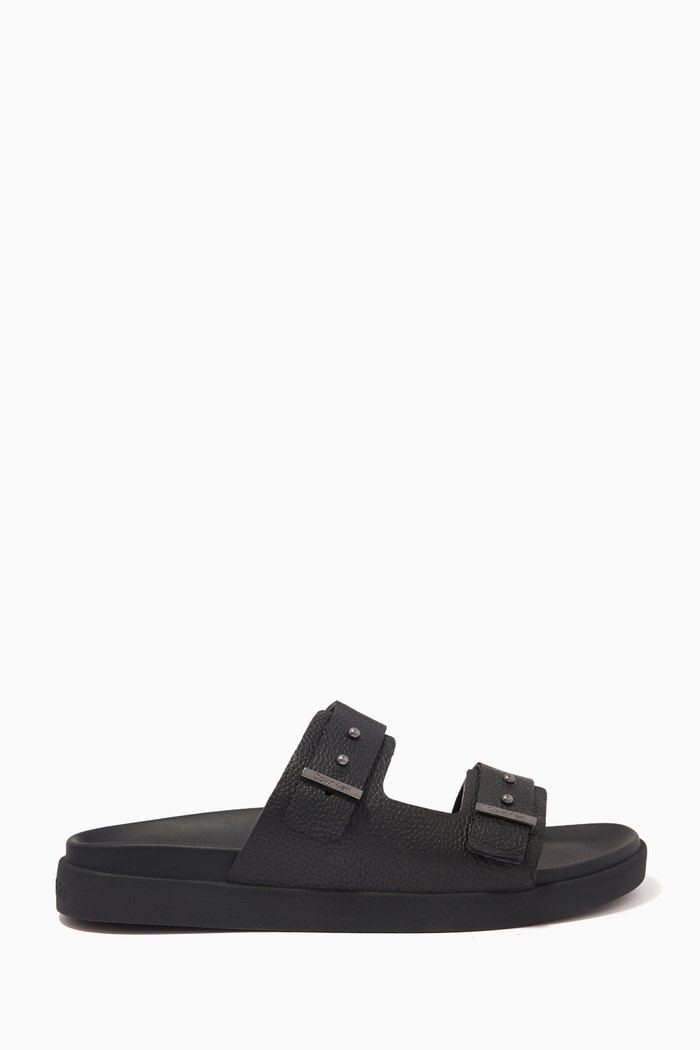 

Double Strap Sandals in Leather, Black