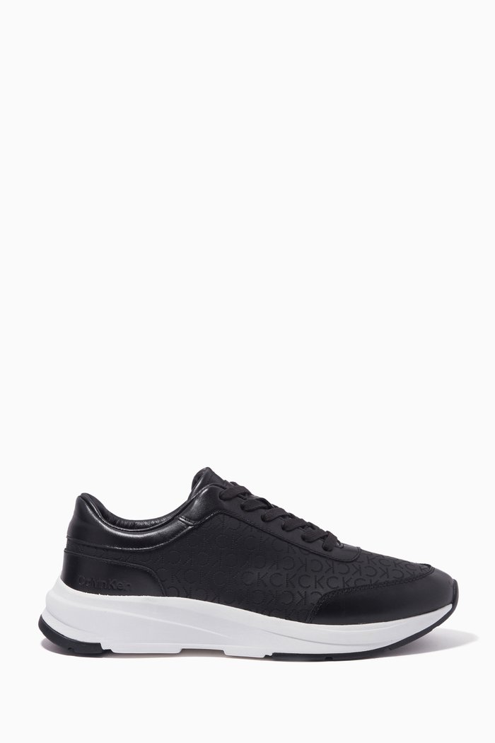 

Elevated Runner Low-top Sneakers in Leather, Black